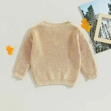 Cute Baby Girl Cable Knit Sweater with Floral Design