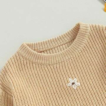 Cute Baby Girl Cable Knit Sweater with Floral Design