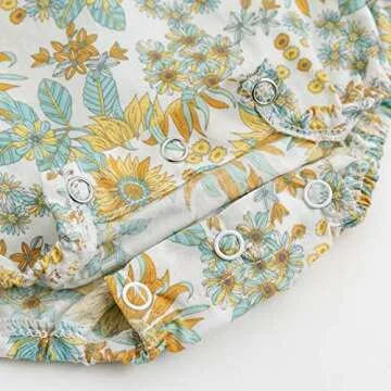 Simplee kids Baby Infant Girls Summer Romper Dress Summer Cotton Ruffle Sleeve Floral Onesies for 12 Months Yellow