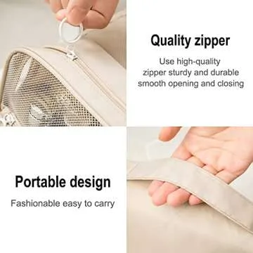 SRVR Hanging Travel Toiletry Bag, Toiletry Bag for Women Toiletry Bags with Hanging Hook (Beige)