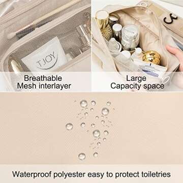 SRVR Hanging Travel Toiletry Bag, Toiletry Bag for Women Toiletry Bags with Hanging Hook (Beige)