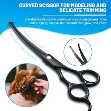 Dog Grooming Kit, 5-in-1 Titanium-plated Stainless Steel Dog Grooming Scissors, Dog Scissors for Grooming with Safety Round Tip, Grooming Scissors for Dogs & Cats, Sharp & Durable Cat Grooming Kit