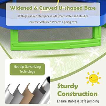 Giantex 7FT 84” Kids Trampoline for Toddlers with Enclosure Net, ASTM Approval & Widened Base for Indoor Outdoor