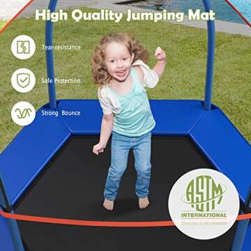 Giantex 7FT 84” Kids Trampoline for Toddlers with Enclosure Net, ASTM Approval & Widened Base for Indoor Outdoor