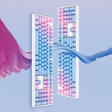 104 Keys Sunset Gradient Backlit Keycaps Thick PBT OEM Profile for Cherry MX Switches of Mechanical Keyboard 104 87 61(Violet)