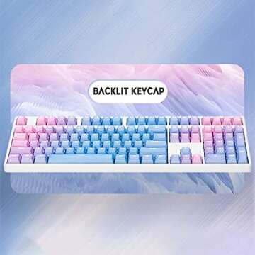 104 Keys Sunset Gradient Backlit Keycaps Thick PBT OEM Profile for Cherry MX Switches of Mechanical Keyboard 104 87 61(Violet)