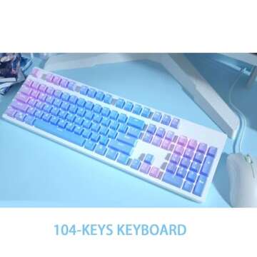 104 Keys Sunset Gradient Backlit Keycaps Thick PBT OEM Profile for Cherry MX Switches of Mechanical Keyboard 104 87 61(Violet)