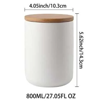 Elegant Ceramic Food Storage Canister with Bamboo Lid - Stylish Kitchen Storage Solution, 27.05oz