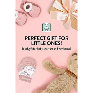 Malarkey Kids Patented Teething Mitten, Munch Mitt Baby Chew Toy - Protects Hands from Chewing & Saliva, Heals Aching Gums, Promotes Sound & Visual Stimulation for Babies - Spring Flower