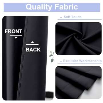 Simplebrand Ava Halloween Black Blackout Curtains for Bedroom 63 Inch Length 2 Panels, Solid Thermal Insulated Energy Saving Rod Pocket Window Treatment Curtains Blackout Drapes, W40 x L63 Inch, Black