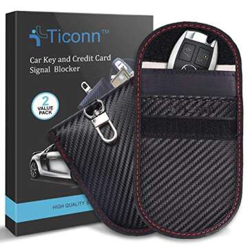 TICONN Faraday Bag for Key Fob (2 Pack, Carbon Fiber Texture) & Faraday Box (Carbon Fiber Texture), ...