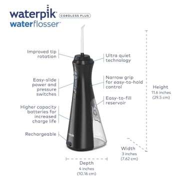 Waterpik Cordless Plus Water Flosser with 4 Flossing Tips, Rechargeable and Portable for Travel and ...