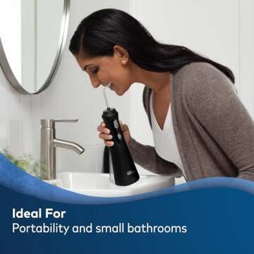 Waterpik Cordless Plus Water Flosser with 4 Flossing Tips, Rechargeable and Portable for Travel and Home, ADA Accepted, Black WP-462