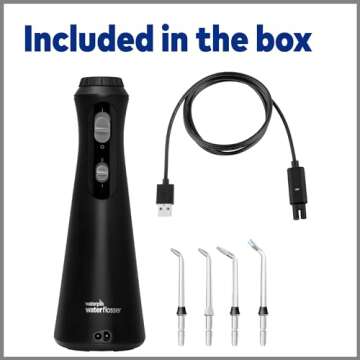 Waterpik Cordless Plus Water Flosser with 4 Flossing Tips, Rechargeable and Portable for Travel and Home, ADA Accepted, Black WP-462