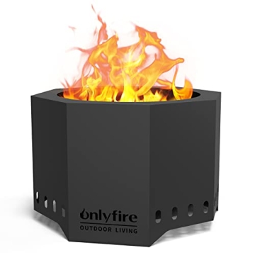 Onlyfire Wood Burning Fire Pit with Ash Pan, 24 Inch Portable Outdoor Bonfire Firepit for Camping Ta...
