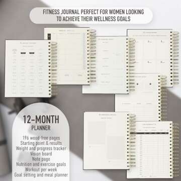 SheeFit Fitness Journal or Fitness Planner for Woman, 12 months page planner, Undated with Goal Setting, Exercise Tracker, Meal Planner, Weight Tracker
