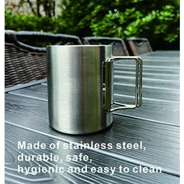 SXSHUOSI Stainless Steel Camping Cup with Foldable Handle