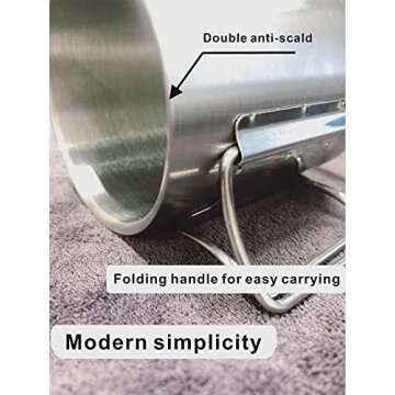 SXSHUOSI Stainless Steel Camping Cup with Foldable Handle