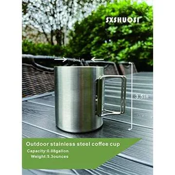 SXSHUOSI Stainless Steel Camping Cup with Foldable Handle