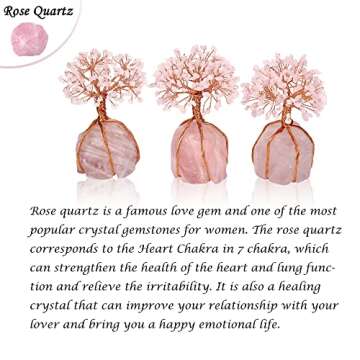 Top Plaza Rose Quartz Healing Crystals Copper Money Tree Desk Office Decor Wrapped On Natural Rose Quartz Base Feng Shui Luck Figurine