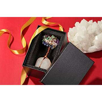 Top Plaza Rose Quartz Healing Crystals Copper Money Tree Desk Office Decor Wrapped On Natural Rose Quartz Base Feng Shui Luck Figurine