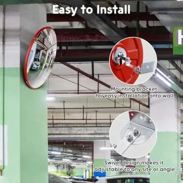 Yescom 12" Convex Traffic Mirror Wide Angle Garage Store Blind Spot Corner Security Road Driveway Parking Assistant