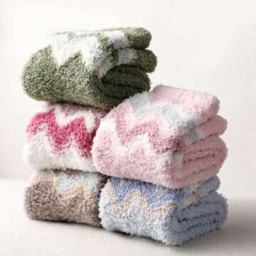 LEVOTIYER Fuzzy Slipper Socks - Warm, Cozy, Super Soft and Fluffy Coral Fleece Winter Socks for Women