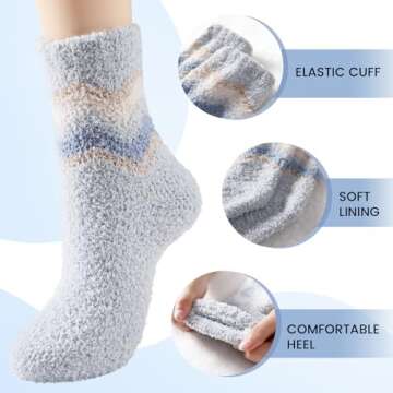 LEVOTIYER Fuzzy Slipper Socks - Warm, Cozy, Super Soft and Fluffy Coral Fleece Winter Socks for Women