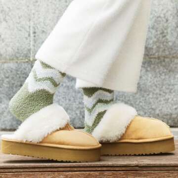 LEVOTIYER Fuzzy Slipper Socks - Warm, Cozy, Super Soft and Fluffy Coral Fleece Winter Socks for Women