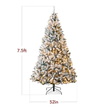 Best Choice Pre-Lit Snow Flocked Christmas Tree 7.5ft