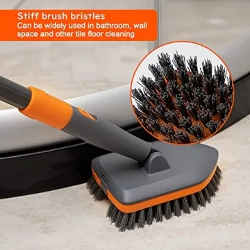 CLEANHOME Tile Tub Scrubber Brush: 3 Heads & Adjustable Handle