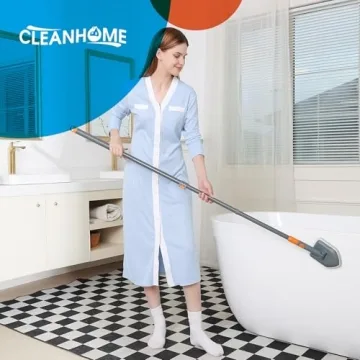 CLEANHOME Tile Tub Scrubber Brush: 3 Heads & Adjustable Handle