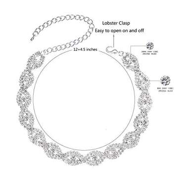 Miraculous Garden Silver Plated Rhinestone Crystal Statement Choker Necklace Jewelry Gifts fit with Wedding Dress Party