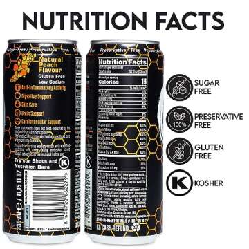 NEOZEN Turmeric Curcumin Sparkling Drink - Healthy Peach Flavor