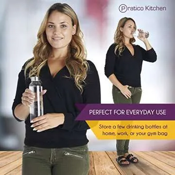 Pratico Kitchen 18 oz Leak-Proof Glass Bottles - 6 Pack