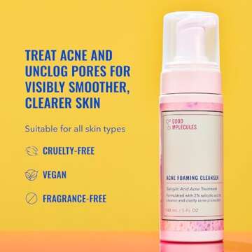 Good Molecules Acne Foaming Cleanser - Foam Anti-Acne Face Wash with Salicylic Acid BHA for Breakout...