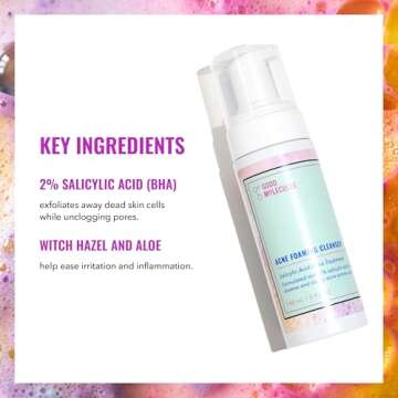 Good Molecules Acne Foaming Cleanser - Foam Anti-Acne Face Wash with Salicylic Acid BHA for Breakouts - Skincare for Face with Aloe and Witch Hazel