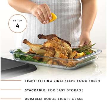 JoyFul 8pc Glass Bakeware Set for Joyful Cooking