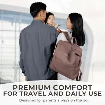 BUNSO Baby Neoprene Diaper Bag, Minimalist Backpack Diaper Bag with Pouch, Changing Pad, and Stroller Straps, Water Resistant and Lightweight Baby Girl Diaper Bag, Diaper Bag Backpack, Mauve