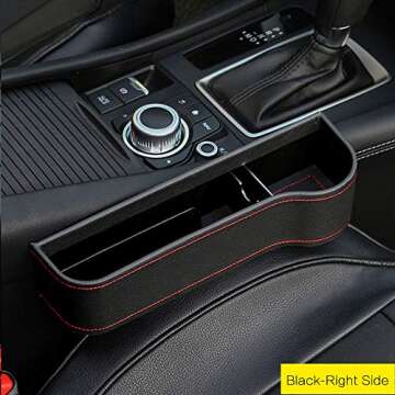 washidai Auto Black Car Pocket Organizer Seat Gap Filler Box w/Cup，Holder Coin Side Pocket Console...