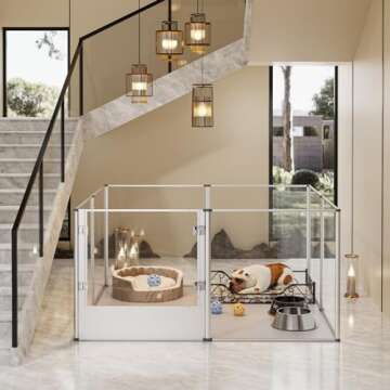 Stylish Dog Clear Playpen Fence with Waterproof Pad