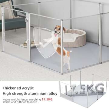 Stylish Dog Clear Playpen Fence with Waterproof Pad