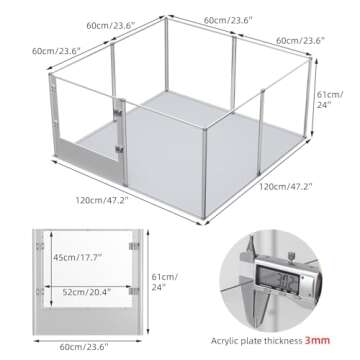 Stylish Dog Clear Playpen Fence with Waterproof Pad