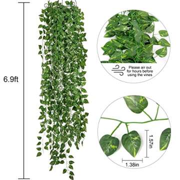 WhOnline 10pcs Fake Vines 69ft Artificial Greenery Garland Fake Hanging Plants Greenery Wall Backdro...