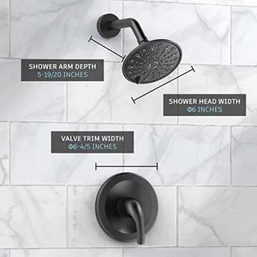 Stylish EMBATHER Shower Faucet Set with 6 inch Shower Head