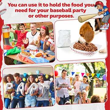 Roshtia 100 Pack 2lb Baseball Party Supplies Paper Food Trays Disposable Serving Tray Nacho Food Boats for Baseball Birthday Decorations(White)