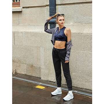 CRZ YOGA Womens Sweatpants - Lightweight Cotton Joggers with Pockets High Waisted Super Soft Workout Casual Sweat Pants Black Small