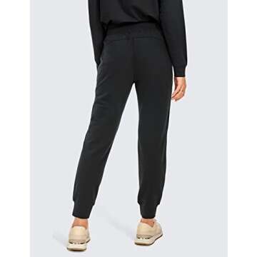 CRZ YOGA Womens Sweatpants - Lightweight Cotton Joggers with Pockets High Waisted Super Soft Workout Casual Sweat Pants Black Small