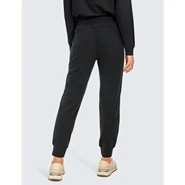 CRZ YOGA Womens Sweatpants - Lightweight Cotton Joggers with Pockets High Waisted Super Soft Workout Casual Sweat Pants Black Small
