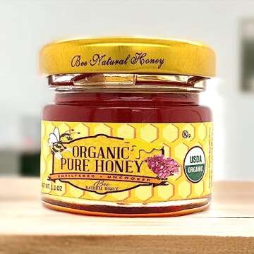 Case of 15 1.1oz Jars of ORGANIC Wildflower Honey ~ 1 oz Kosher jars great for Hotels, Restaurants, Corporate Events, Weddings, and more